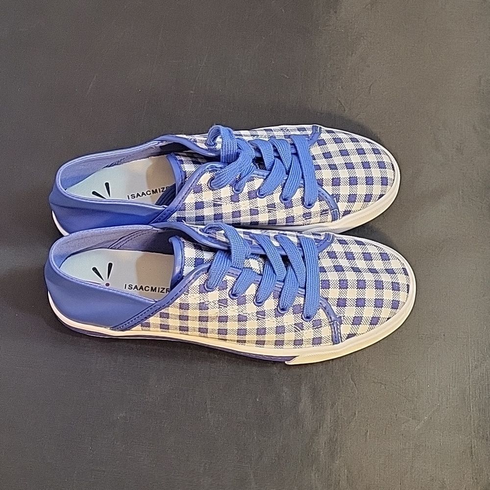 BRAND NEW ISAAC MIZRAHI MIZRAHI LIVE! LACE-UP GINGHAM SNEAKERS - Picture 3 of 14